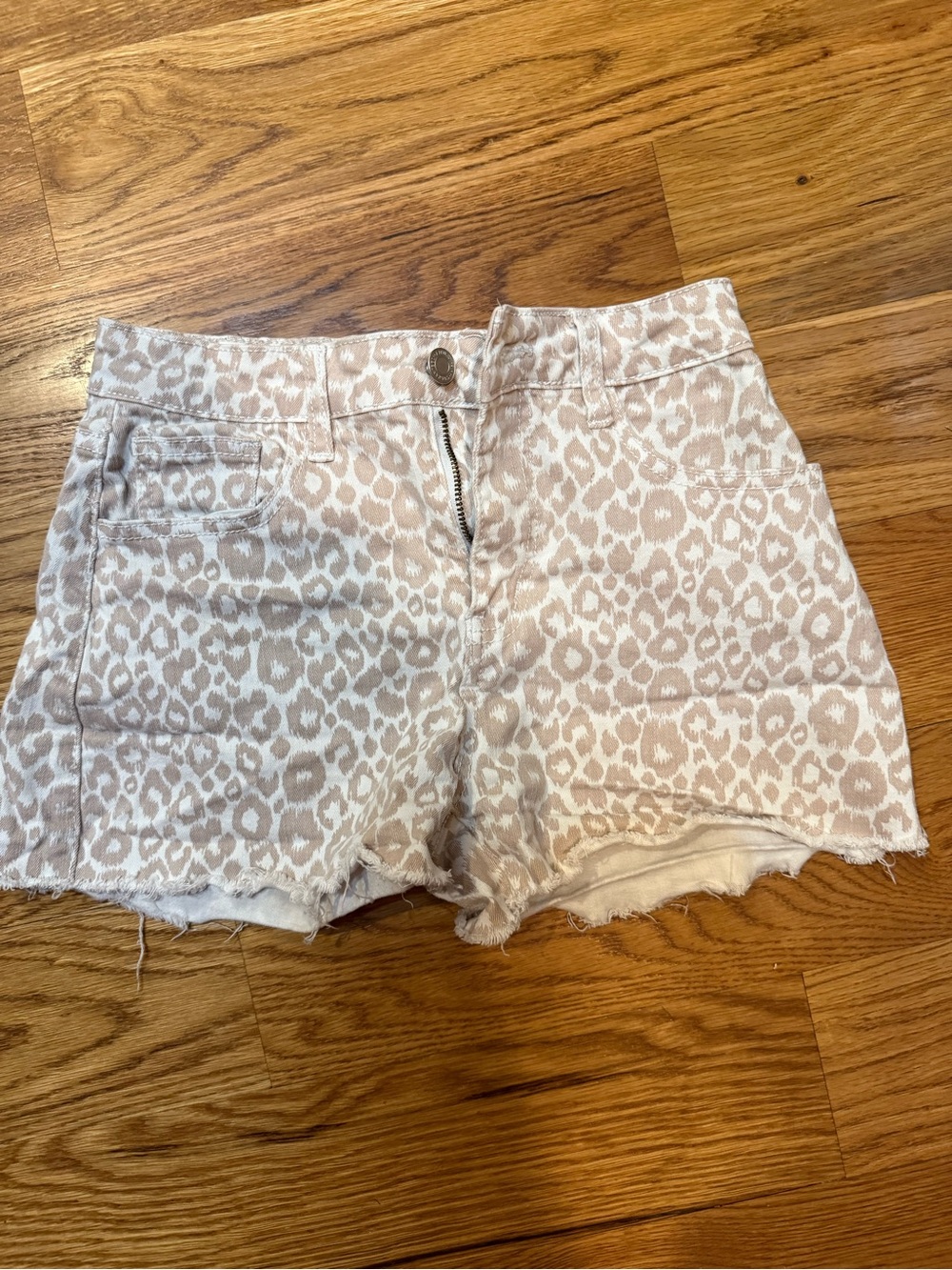 Altar'd State Beige Leopard Print High-Waist Shorts